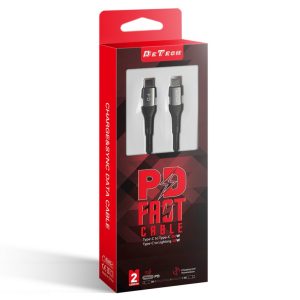 Kαλώδιο δεδομένων DeTech DE-43CC2 | Type-C - Type-C, 2 m Μαυρο