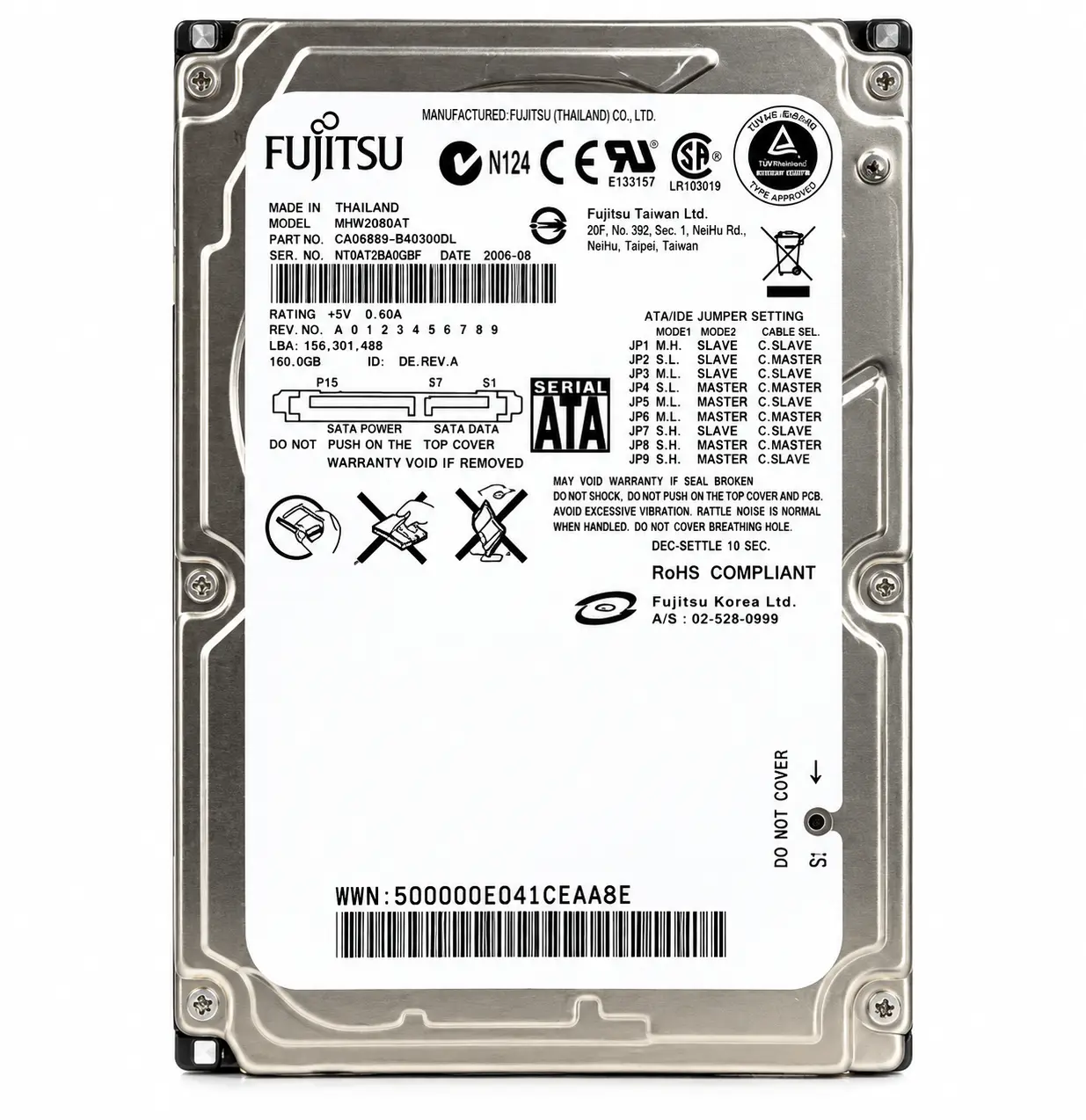 Fujitsu MHW2120BH 120GB 2.5 SATA HDD laptop