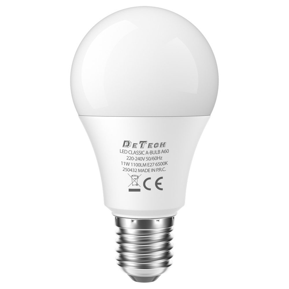DeTech λάμπα LED E27 11W 6500K 1050lm A60