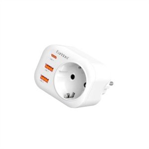 Earldom ES-SC18 πολύπριζο με 2 USB και USB-C λευκό