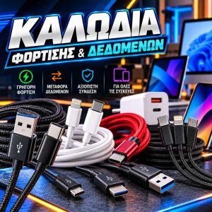 Καλώδια φόρτισης USB-C Lightning iPhone και Micro USB